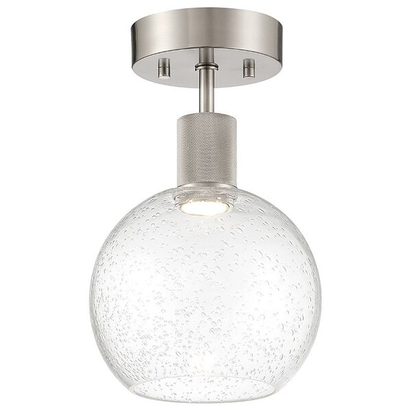 Access Lighting Port Nine Burgundy, Burgundy LED SemiFlush, Brushed Steel Finish, Seeded Glass 63148LEDD-BS/SDG - main